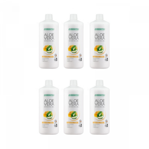 Aloe Vera Drinking Gel Traditionell mit Honig 6er Set