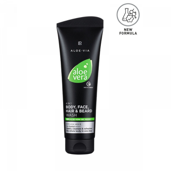 Aloe Vera Mens Essentials 4in1 Körper-, Gesicht-, Haar- und Bart-Shampoo