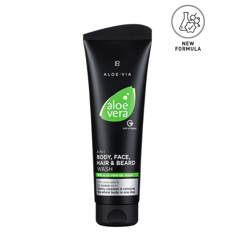 Aloe Vera Mens Essentials 4in1 Körper-, Gesicht-, Haar- und Bart-Shampoo